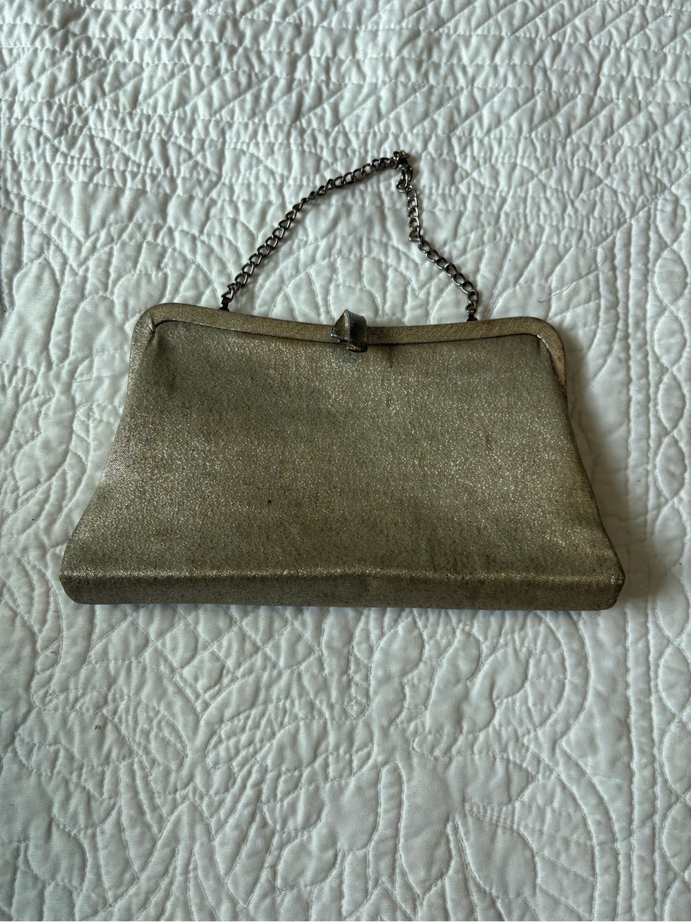 Metallic silver Evening Clutch with Chain Handle